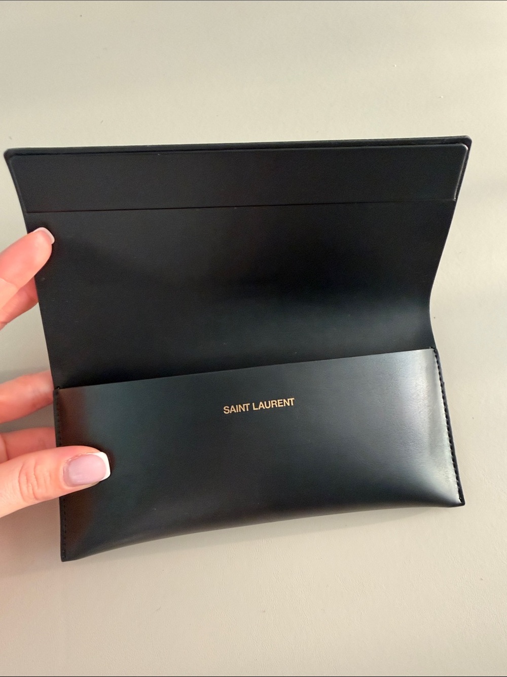 Saint Laurent Black Leather Eyewear Case